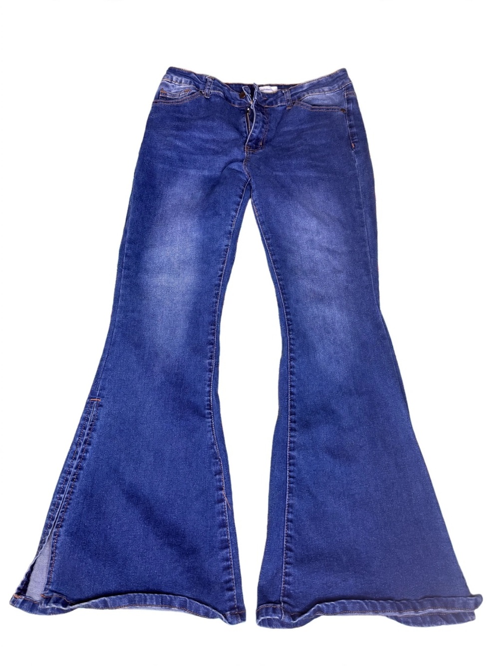 Bamboo Jeans Size 13 Y2K Super Flare Bell Bottom Stretch Denim Low Rise Blue